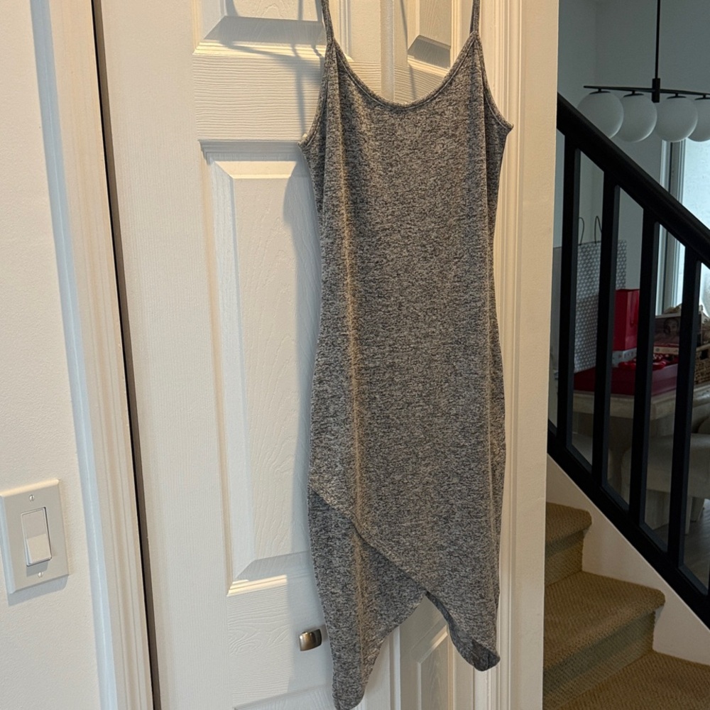 Spaghetti strap Gray Asymmetrical Slip Dress